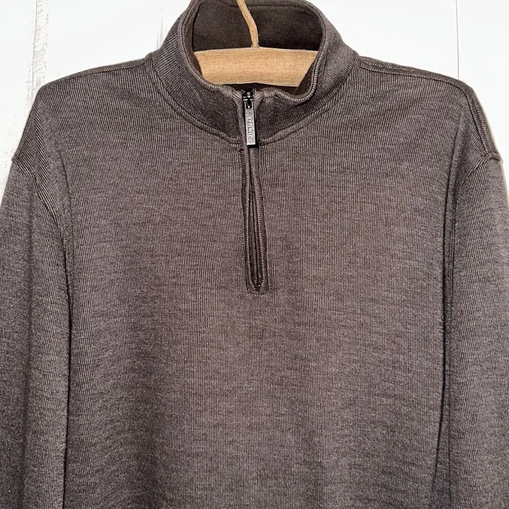 Van Heusen L Cotton Blend Brown Quarter Zip Knit  Mock Neck Sweater